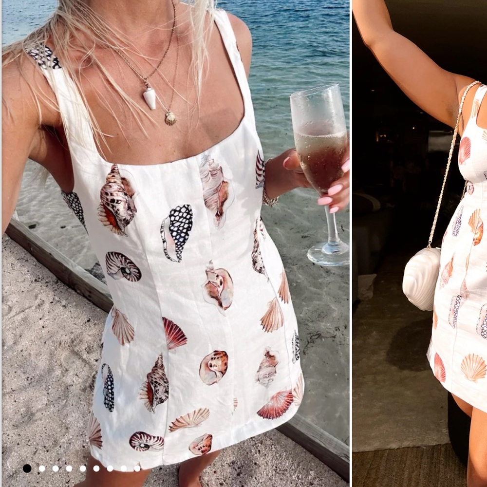 Show Me Your MuMu Seashell Print Dress - White and Brown